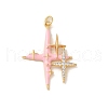 Rack Plating Brass Micro Pave Clear Cubic Zirconia and Enamel Pendants KK-S366-08G-1