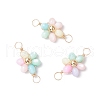 Dyed Natural Freshwater Shell Copper Wire Wrapped Rainbow Color Flower Connector Charms PALLOY-JF03768-02-1