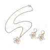 Glass & Glass Seed Beads Flower Pendant Necklaces & Hoop Earrings Sets SJEW-MZ00011-2