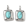 304 Stainless Steel Pave Dyed Synthetic Turquoise Rectangle with Oval Charms STAS-L022-516P-01-1