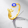 925 Sterling Silver Enamel Evil Eye & Letter A Open Cuff Ring MT3659-7