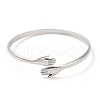 Non-Tarnish 304 Stainless Steel Double Hands Hug Open Cuff Bangle BJEW-L682-003P-1