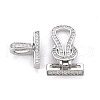 Brass Micro Pave Clear Cubic Zirconia Fold Over Clasps KK-S356-577-NF-4