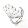 304 Stainless Steel Shell Shape Open Cuff Ring for Women RJEW-E063-12P-1