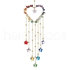 Wire Wrapped Chakra Natural Gemstone Chips Heart Hanging Ornaments HJEW-JM02369-1