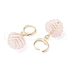 Heart Natural Rose Quartz Wire Wrapped Dangle Hoop Earrings EJEW-JE04793-01-5