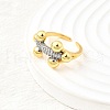 Brass Micro Pave Cubic Zirconia Cuff Rings for Women RJEW-F184-06GP-3