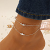 Fashionable Bohemian Style Alloy Heart Link Double Layer Anklets for Women WG497D9-09-1