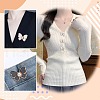 ARRICRAFT 12Pcs 2 Colors Butterfly Alloy Enamel with Plastic Pearl Adjustable Jean Button Pins FIND-AR0005-47-5