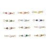 12Pcs 12 Colors Glass & Shell Pearl Round Connector Charms PALLOY-JF02901-1