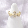 Brass Micro Pave Cubic Zirconia Adjustable Cuff Rings for Women RJEW-C129-11G-2