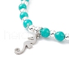 Natural Howlite Beaded Stretch Bracelet with 304 Stainless Steel Seahorse Charms BJEW-JB08297-03-4