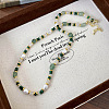 Natural Pearl & Natural Green Aventurine & Synthetic Malachite Beaded Necklaces for Women WX8119-5