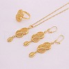 Number 8 Brass Necklaces & Earring & Finger Rings Sets FS-WG0D364-01-3
