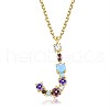 Brass Micro Pave Cubic Zirconia Pendant Necklaces NJEW-BB67040-J-1