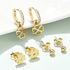 304 Stainless Steel Rhinestone Clover & Round Earring Sets EJEW-Z098-13G-2