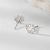 Vintage Style Lotus 925 Sterling Silver Stud Earrings OR1153-4