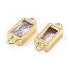 Brass Pave Glass Rectangle Connector Charms KK-H002-06G-04-3