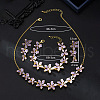 Flower Brass Enamel Pendant Necklace & Stud Dangle Earring & Link Bracelet FS-WG6CF2D-03-2