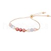 Adjustable Natural Rose Quartz & Aquamarine & Moonstone & Rhodonite Round Beaded Slider Bracelets for Healthy Pregnancy Gift FS-WG14B1D-01-5
