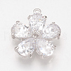 Brass Cubic Zirconia Pendants X-ZIRC-Q002-120P-1