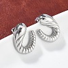 304 Stainless Steel Spiral Croissant Stud Earrings for Women EJEW-Z095-01P-2