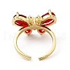 Cubic Zirconia Butterfly Open Cuff Ring RJEW-E046-32G-3