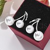 Brass Cherry Stud Earrings EJEW-R016-12P-3