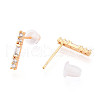 Rectangle Brass Micro Pave Clear Cubic Zirconia Stud Earrings EJEW-T047-39G-2