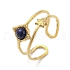 304 Stainless Steel with Natural Lapis Lazuli Ring RJEW-Z031-01I-01-1
