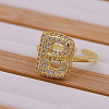 Brass Micro Pave Clear Cubic Zirconia Initial Cuff Rings FS-WGB210B-03-1