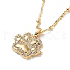 Paw Print Brass Micro Pave Cubic Zirconia Pendant Necklaces for Women NJEW-A015-03KCG-1