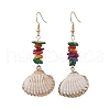 Dyed Shell & Electroplated Conch Shell Dangle Earrings EJEW-JE06061-4