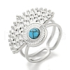 304 Stainless Steel Synthetic Turquoise Cuff Rings G-Z056-02P-05-1