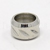 Tarnish Resistant Stainless Steel Large Hole Column Carved Oval Beads STAS-G037-07-1