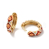 Enamel Rhombus Pattern Huggie Hoop Earrings EJEW-K093-02G-3