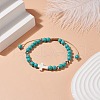 Synthetic Turquoise(Dyed) Braided Bead Bracelet with Synthetic Magnesite Cross BJEW-TA00146-02-2
