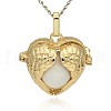 Golden Tone Brass Hollow Heart Cage Pendants KK-J241-06G-1