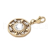 304 Stainless Steel Rhinestone Flat Round with Sun Pendant Decoration STAS-S165-39G-2