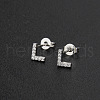 Brass Micro Pave Clear Cubic Zirconia Stud Earrings FS-WGC2F12-12-1