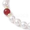Shell Pearl Bead & Dyed Natural Lapis Lazuli & Carnelian Round Beaded Bracelets for Women BJEW-JB11937-03-4