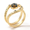 Resin Evil Eye Open Cuff Ring with Cubic Zirconia RJEW-E069-02G-04-1