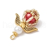 Glass Pearl Round Beaded Pendants PALLOY-MZ00747-04-4