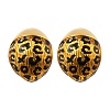 Leopard Print Brass Enamel Stud Earrings for Women EJEW-U055-12B-G-2