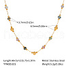 Colorful Natural Stone Faceted Rondelle & Stainless Steel Handmade Link Chain Necklaces ZX3080-3-1