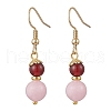 Round Natural Quartz & Carnelian Beaded Necklace & Bracelet & Dangle Earring Sets SJEW-JS01335-3