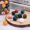 220Pcs 11 Colors Painted Natural Wood European Beads WOOD-TA0001-54-15