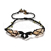 Natural Yellow Quartz & Peridot & Synthetic Hematite Nuggets Braided Bead Bracelet BJEW-B073-01C-2