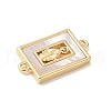 Brass Pave Natural White Shell Religion Connector Charms KK-S522-04A-G-2
