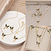 Butterfly 304 Stainless Steel Pendant Necklaces & Stud Dangle Earring & Link Bracelets Sets FS-WGC1C4E-01-4